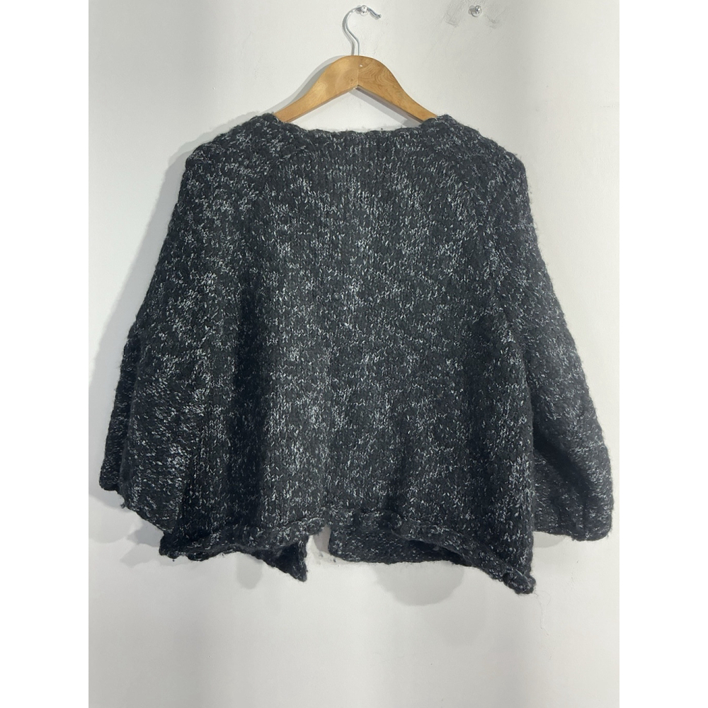 Womans Jones NY Woman Black Gray Metallic 1 Button Crop Cardigan Sweater 2x - Picture 2 of 8